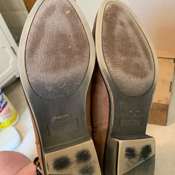 Gently worn tan booties. Only worn area in on the bottom. - Picture 5 of 6
